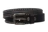 1 1/8" Snap on Riveted Nailhead Studded Solid Cowhide Leather Jean Belt