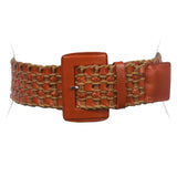 Women's 2 3/8" or 60 mm Wide High Waist Braided Woven Full Grain Leather Belt