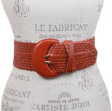 Women's High Waist Braided Woven Full Grain Leather Belt