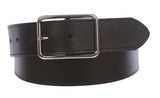 Snap On Cowhide Full Grain Stitching-Edged Leather Belt with Rectangular Buckle