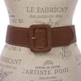 Women's 2 1/4" Wide High Waist Rectangular Stitch-edged Leather Belt