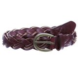 Women's 1" Skinny Narrow Braided Woven Non-Leather Vintage Belt