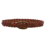 Women's 1 1/4" Braided Woven Cowhide Top Full Grain Solid Two-Tone 3D Style Vintage Leather Belt