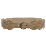 Women's 2 1/2" (62 mm) Wide High Waist Disk Linked Braided Fashion Stretch Belt