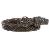Women's Riveted Nail Heads Round Circle Studded Skinny Leather Jean Belt