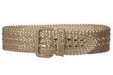 Women's 3" Wide Hand Made Braided Square Buckle Belt