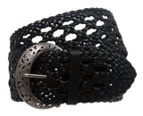 2 1/2" Wide Perforated Braided Woven Leather Belt