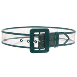 Women's 2" Wide Color-Trimmed Patent Leather Transparent Jelly Clear Belt