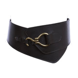 Women's 4" Wide High Waist Elastic Stretchy Italian leather Hook buckle Belt