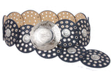 Women's 3 1/2" (90 mm) Wide Boho Disc Concho Leather Belt