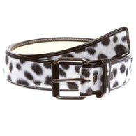 Women's Patent Leather Animal Faux Leopard Fur Fashion Belt