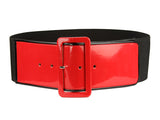 Ladies High Waist Piping Edge Patent Leather Fashion Stretch Belt