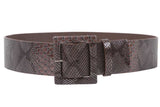 2 1/4" Wide High Waist Snake Print Patent Leather Fashion Belt