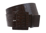 2 1/4" Wide Ladies High Waist Faux Crocodile Print Patent Leather Fashion Belt