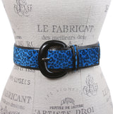 Ladies Patent Leather Faux Leopard Animal Fur Fashion Belt