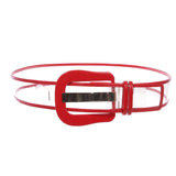 Women's Fancy Buckle Color-Trimmed Patent Leather Wide Fashion Jelly Clear Belt