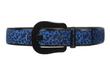 Women"s 1 7/8" Wide High Waist Patent Leather Faux Leopard Fur Belt