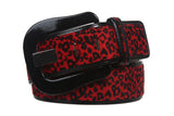 Women"s 1 7/8" Wide High Waist Patent Leather Faux Leopard Fur Belt