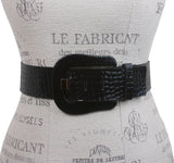 Ladies Croco Print Western Buckle Patent Leather Wide Fashion Belt