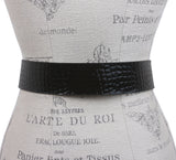 Ladies Croco Print Western Buckle Patent Leather Wide Fashion Belt