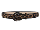 1 1/2" Wide Ladies Patent Leather faux Leopard Print Animal Fur Fashion Belt