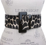 Ladies Wide High Waist giraffe Print Animal Fur Fashion Belt