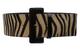 Women's 3" (75 mm) Wide High Waist Faux Zebra Fur Patent Fashion Belt