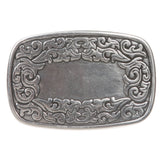 Western fancy Floral Scroll Designs Engraving Oval Silver Belt Buckle