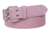 1 1/2" Women's Plain Soft Suede Leather Double Prong Dress Belt