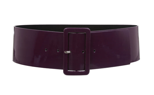ANNULOYA Wide Patent Leather Belt for Womens with Wide Square Buckle  Grommet Cinch High Waist Belts for Dress