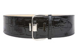 NICOLE LEE Ladies 2 3/4" Wide Semi-covered  High Waist Patent Croco Tapered Faux Leather Belt