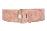 NICOLE LEE Ladies 2 3/4" Wide Semi-covered  High Waist Patent Croco Tapered Faux Leather Belt