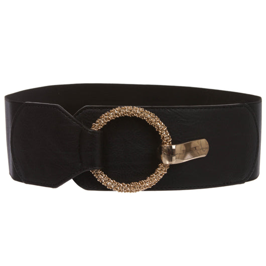 Womens Stretchable Waist Belt With Circular Shiny Buckle One 