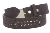 1 1/2" (38 mm) Snap on Suede Perforated Studded Leather Belt Strap