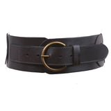 Ladies 3" (75 mm) Wide High Waist Round Disk Linked Braided Cowhide Top Full Grain Leather Belt