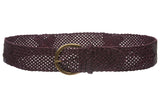 2" (50mm) Wide Horseshoe Genuine Leather Braided Woven Round Belt