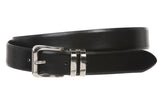 1 1/8" Black Cut-To-Fit One-Size-Fits-All Feather Edged Double Loop Plain Leather Dress Belt
