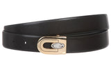 Men's 1 1/8" Black Cut-To-Fit One-Size-Fits-All Feather Edged Plain Leather Dress Belt