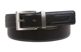 Men's 1 1/4" (34 mm) Stitching Feather Edged Plain Leather Dress Belt with Nickel Free Clamp Buckle
