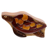Handcrafted Wooden Turtle Animal Shape Secret Jewelry Puzzle Box - Turtle