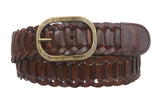 Unisex Oil Tanned Braided Genuine Leather Link Belt