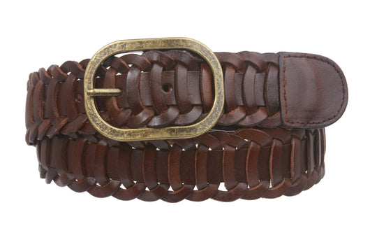 Unisex Oil Tanned Braided Genuine Leather Link Belt
