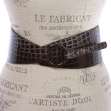 Women's 3 1/4" Wide Patent High Waist Elastic Croco Print Tapered Stretch Belt
