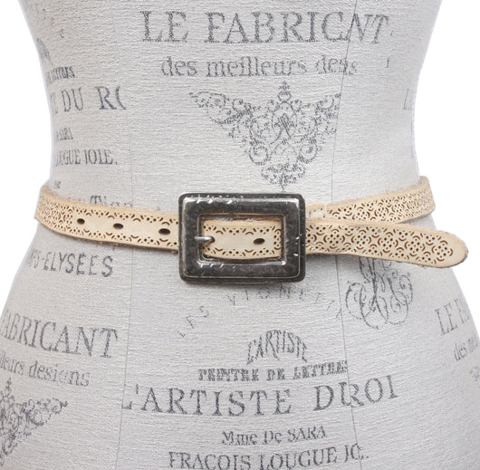 Leatherock Perforated Leather Belt With Rectangular Buckle