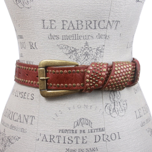 Leatherock Jean Leather Belt with Studded Loop Detail
