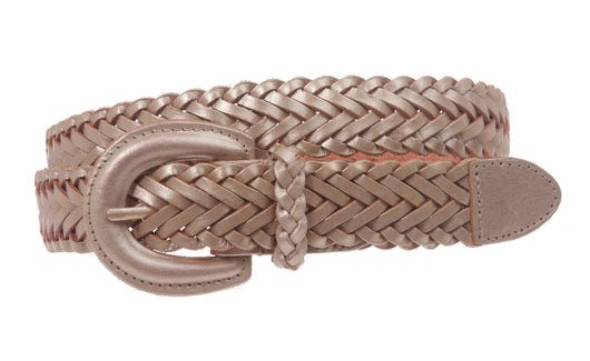 1'' Womens Braided Woven Leather Belt