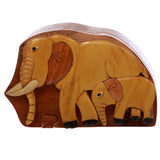 Elephant Lover Handmade Wooden Secret Jewelry Puzzle Box, Gift for Lady or Man