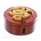 Handcrafted Wooden Round Dragon Shape Secret Jewelry Puzzle Box - Dragon