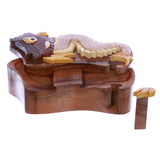 Handcrafted Wooden Dragon Animal Shape Secret Jewelry Puzzle Box - Dragon