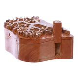 Handcrafted Tree Of Love Wooden Secret Jewelry Puzzle Box - Frondent Tree
